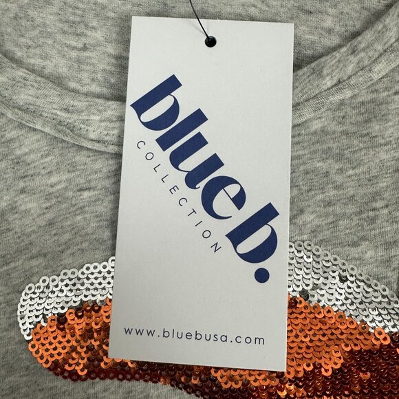 Blue b Collection Womens Heather Grey Tee Sequin Cowboy Boot Design & Fringe M - Picture 5 of 7